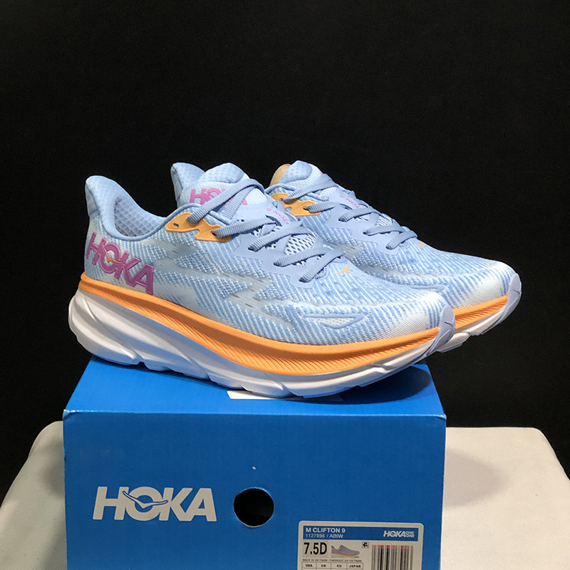 

2023 new Hoka One One Clifton 9 Running Shoes Women Hokas Designer Sneakers Athletic Black White Cyclamen Airy Bellwether Blue Hiking Shoe Men, 2# triple black