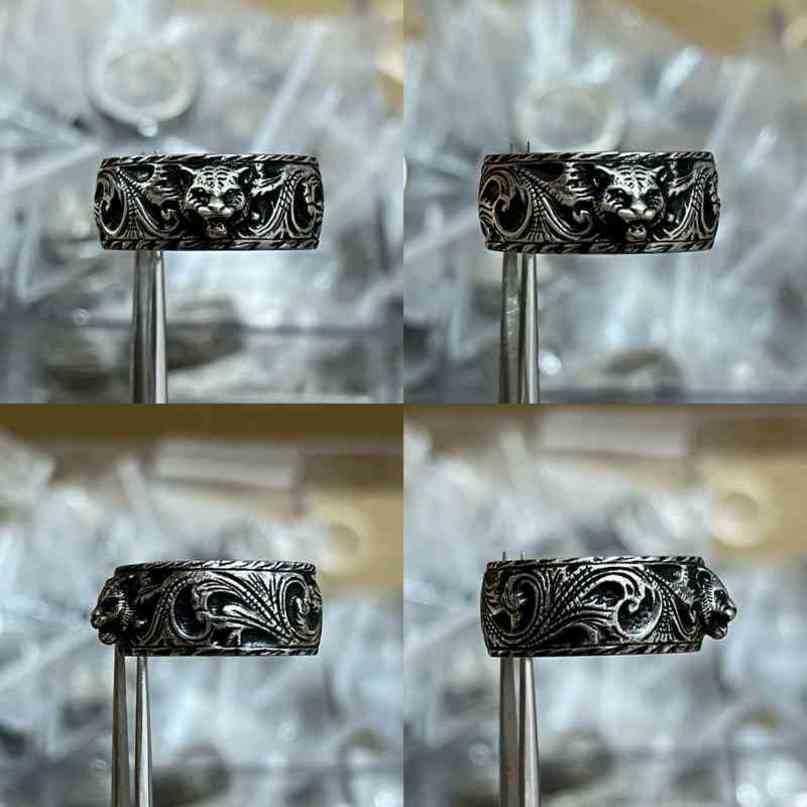 

60% off designer jewelry bracelet necklace ring head garden series animal year dark coated rattan pattern ringnew jewellery