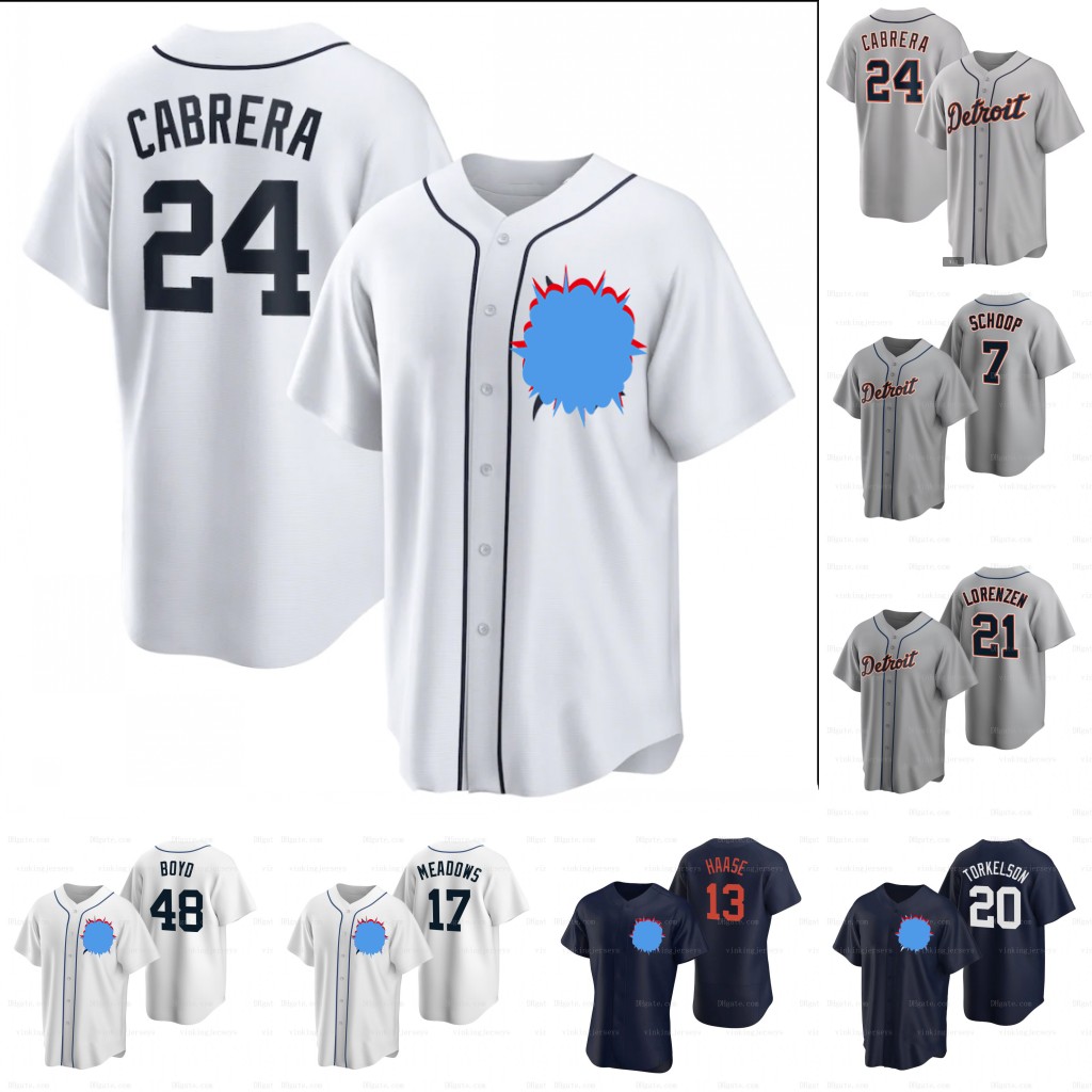 

#24 Miguel Cabrera Tigers jersey Javier Baez Garrett Hill Riley Greene Akil Baddoo Spencer Torkelson Joey Wentz Donny Sands Matt Vierling Tyler Nevin Jake Rogers, Navy