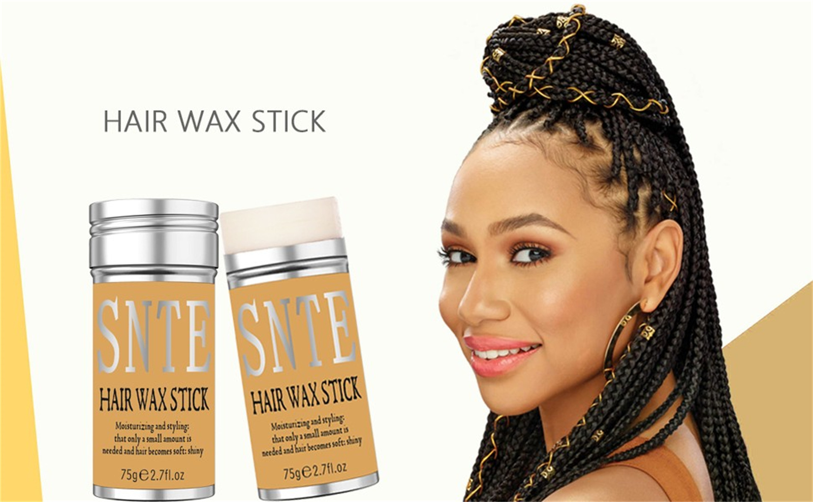 

Hair Wax Stick wax gel for Flyaways Hair Gel Stick Non-greasy Styling Cream for Fly Away & Edge Control Frizz Hair 2.7 Oz