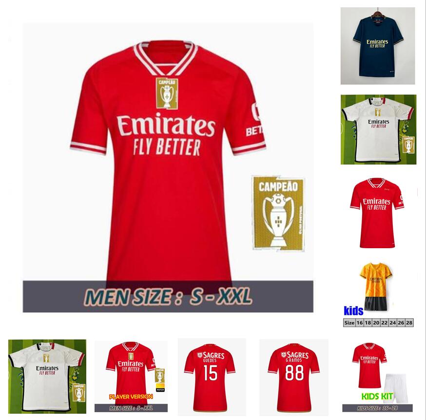 

23 24 Fans Player version Benfica soccer jerseys SEFEROVIC WALDSCHMIDT EVERTON PIZZI RAFA DARWIN G.RAMOS 2023 2024 Home Away Men kids kit Football shirts OTAMENDI 66, 23/24 blue ucl