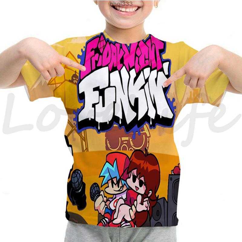 

7q3t 2z2t Men's T-shirts Boys Friday Night Funkin t Shirt Cartoon Fnf Game Funny Short Sleeve Summer Children 3d T-shirt Kids Kawaii Clothes Anime Tsh
