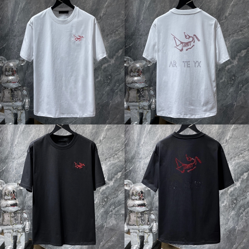 

Outdoor Loose tshirt Arc TEE Canada Brand Design Letter Print Colored bricks Cotton Short Sleeve Shirt Casual Men Street Breathable Round Neck Top Unisex Size S-XXL YY, Black6
