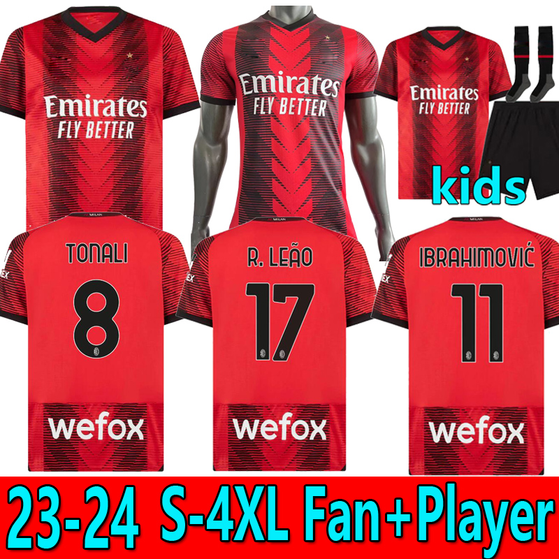 

23 24 IBRAHIMOVIC AC MILANS soccer jersey R. LEAO GIROUD football shirt 2023 2024 TONALI Camiseta de futbol THEO BRAHIM ROMAGNOLI S-4XL Fan Player kids kit uniforms, 23/24 player patch