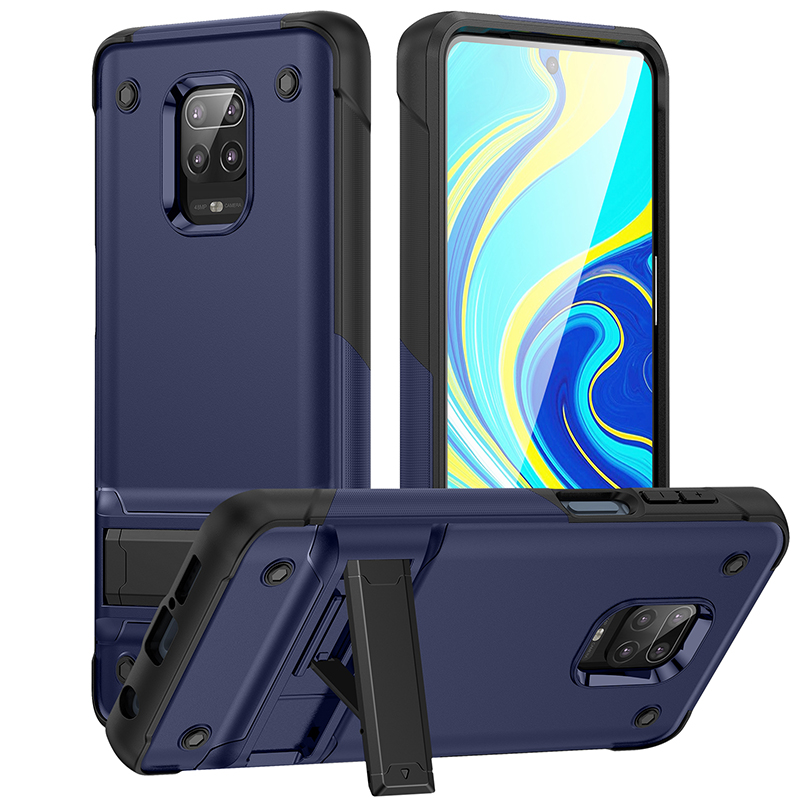 

Armor Shockproof Phone Cases For Redmi 9A 9AT 9I 9C 10A Note 9 10 Pro Max Mi POCO X3 Hybrid PC TPU Kikcstand Cellphone Case Back Cover, Light blue