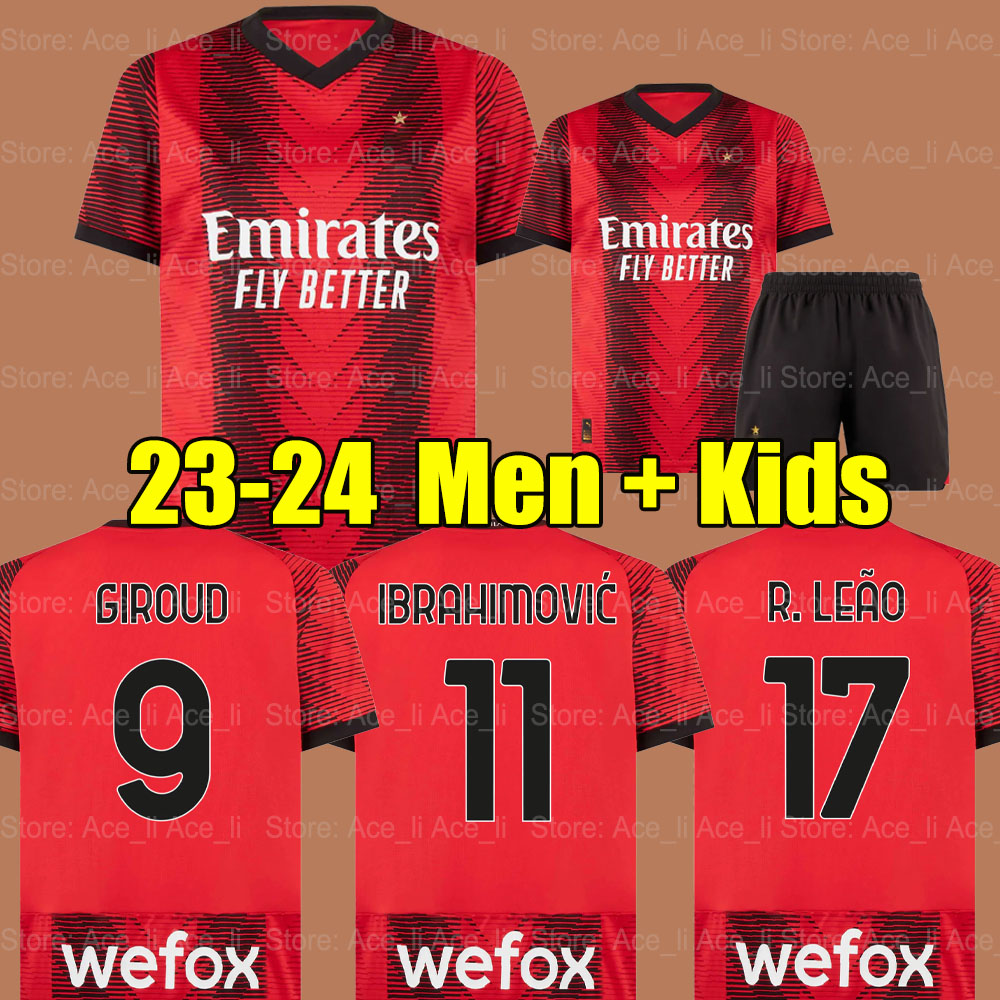 

23 24 AC MILANS soccer jerseys 2023 2024 football shirt, Kids 23-24 home