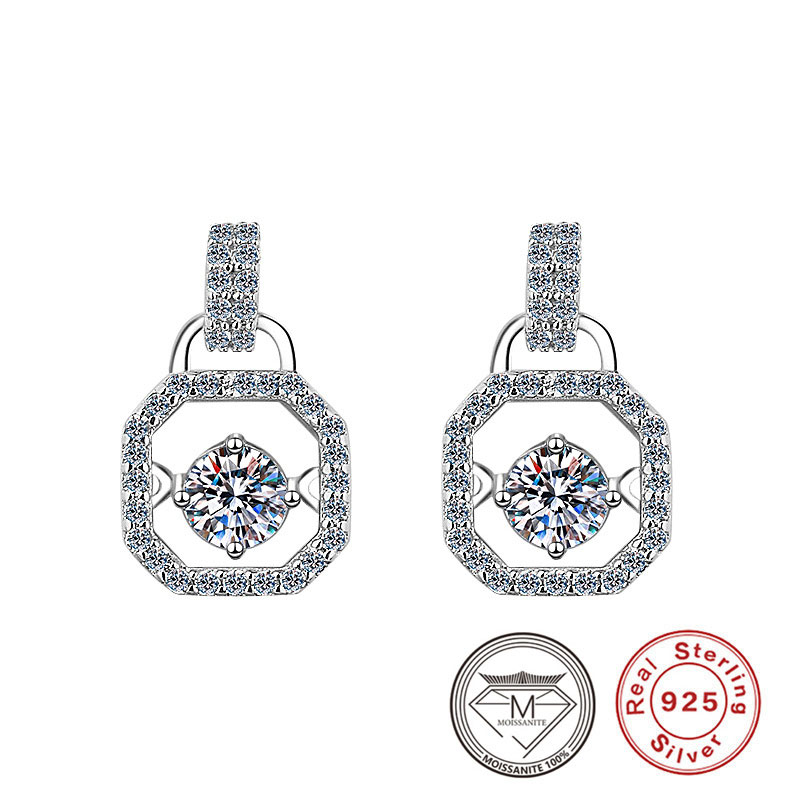 

Chinese Style flickering Moissanite Earrings 925 Sterling Silver Stud Earring