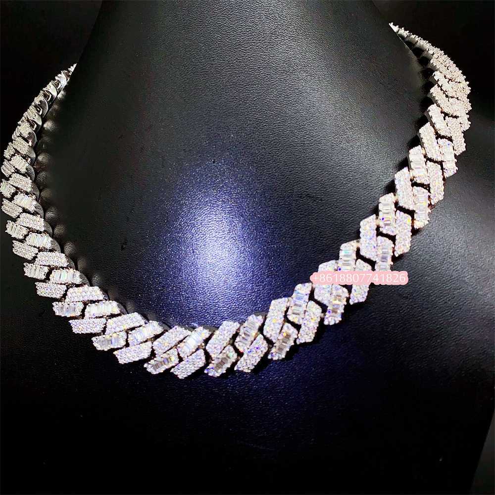 

Fine Jewelry Bling 18k Gold Plated 925 Silver Iced Out Diamond Moissanite Hip Hop Jewelry Men Custom Cuban Link Chain Necklace