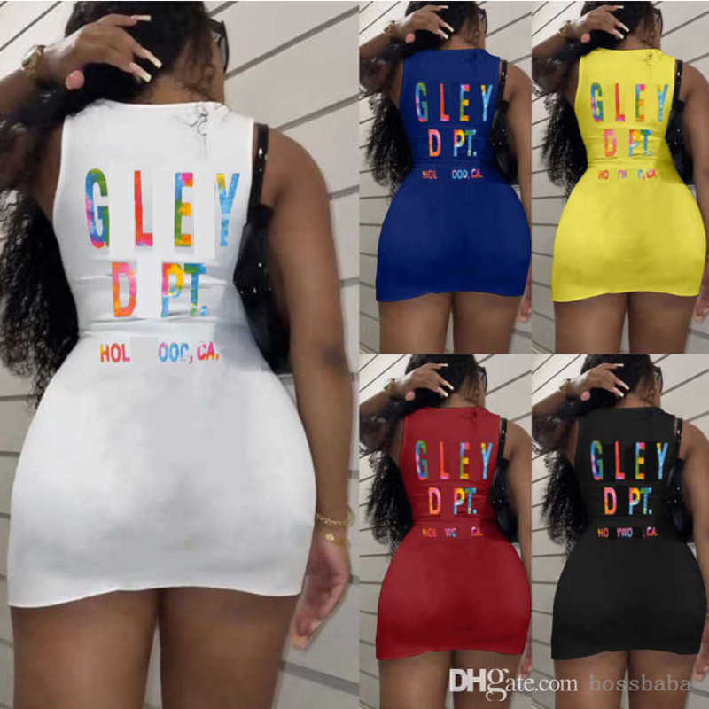 Robes de créateurs de mode pour femmes Casual Summer Crew Neck Letter Print Mini Dress fashions pour les vêtements pour femmes