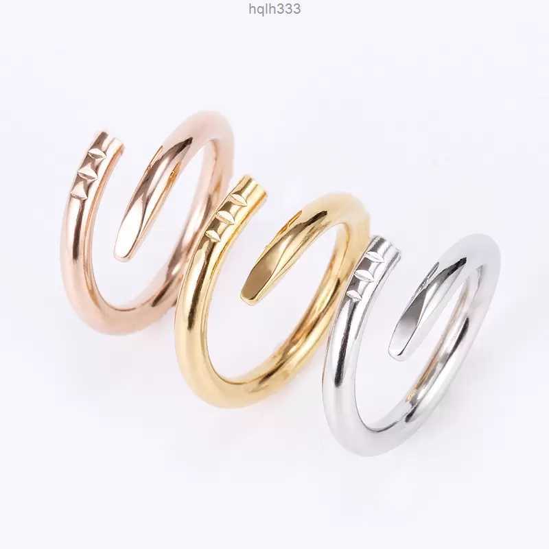 

Women Designer Nail Ring Titanium Steel Midi Rings Silver Gold-plated Set with Cz Diamonds Luxury Jewelryw1gi