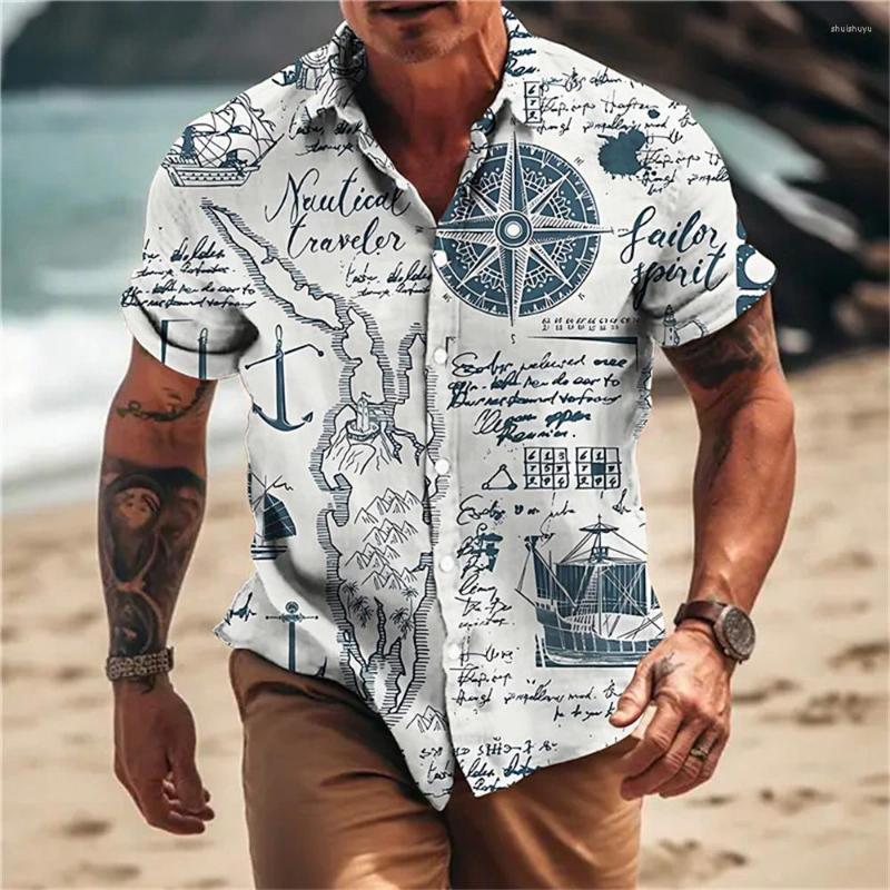

Men's Casual Shirts Men's Fashion Nautical Graphic 3d Print Short Sleeve Tops Summer Beach Shirt For Men Oversized Loose Blouse Camisa, E01-hy10881