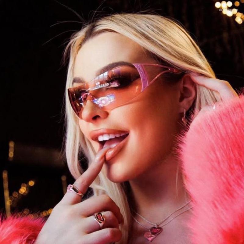 

Sunglasses 2023 Fashion Luxury Rimless One Piece Women Vintage Colorful Driving Goggles Female Men Punk Sun Glasses Shades