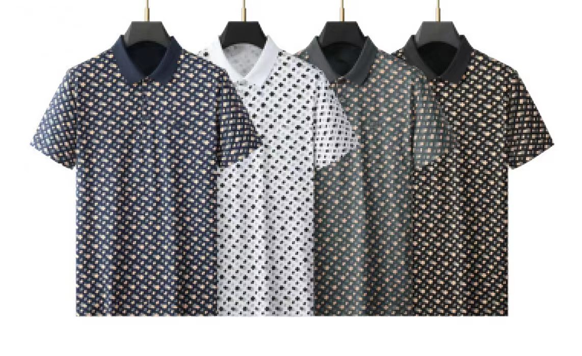 

Fashion Versatile Polo Shirt Men's Short Sleeve Fashion Brand Fashion Print Half Sleeve Summer Loose Casual Polo Business T-shirt, Yellow