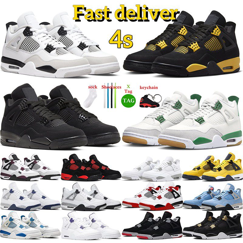 

Basketball Shoes Military Black Cat 4 Jumpmans 4 Pine Green Yellow Thunder Men Women J4 White Oreo Cement 4s Fire Red Purple Unc Mens Trainers Sport Sneakers Size 5.5-13