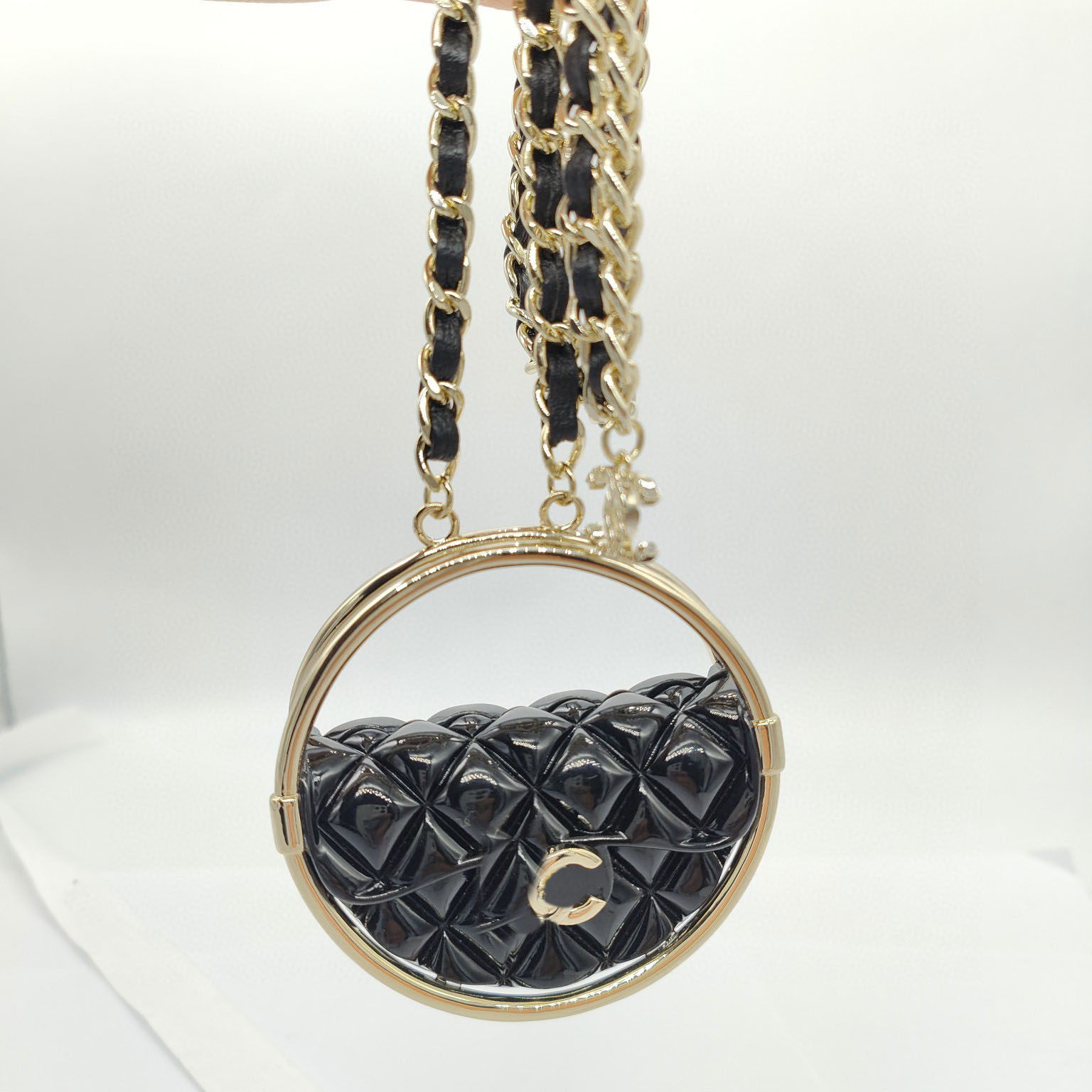 

2023 Luxury quality Charm pendant necklace with black genuine leather and round shape design have box stamp PS7978A