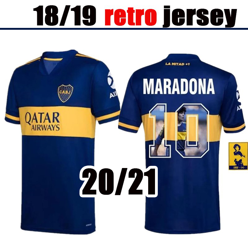 

20 21 Retro soccer Jerseys Boca Juniors DE ROSSI Men Home Blue Away White Yellow TEVEZ MARADONA ABILA camisa futebol football shirt, Brown