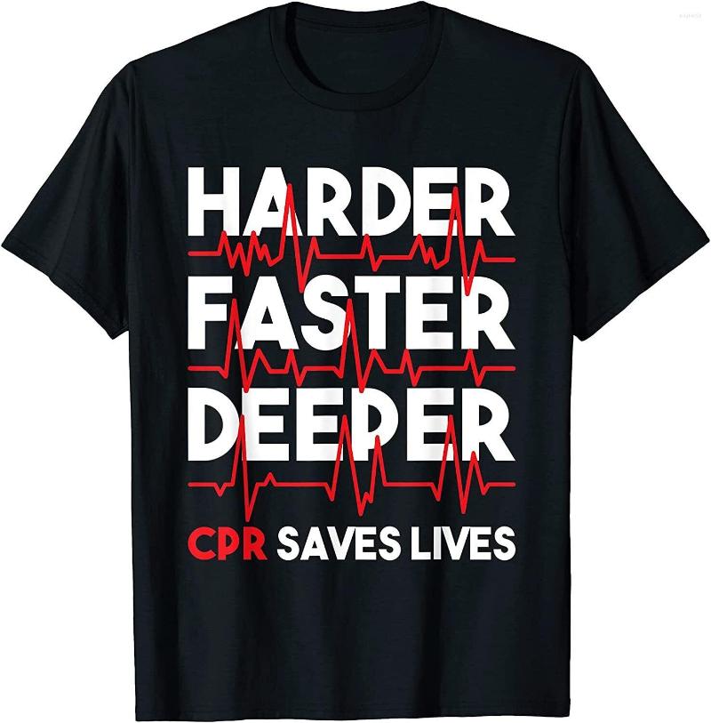 

Men's T Shirts Harder Faster Deeper CPR Funny High Quality Fashion Men Design Shirt Short Sleeve T-shirts Clothing Harajuku, Black
