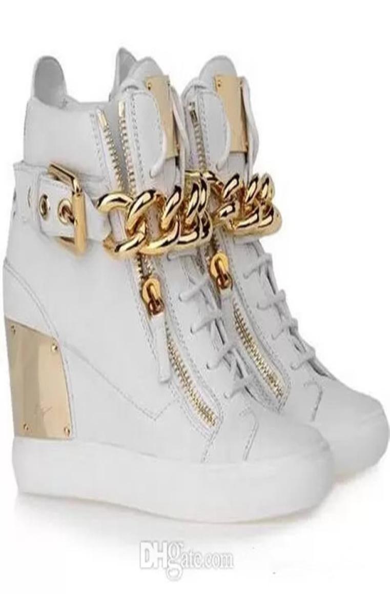 

white dress autumn boot black round toe leather female casual mules shoes wedged girls Metal chain lace up height increasing walki6980680, Mahogany