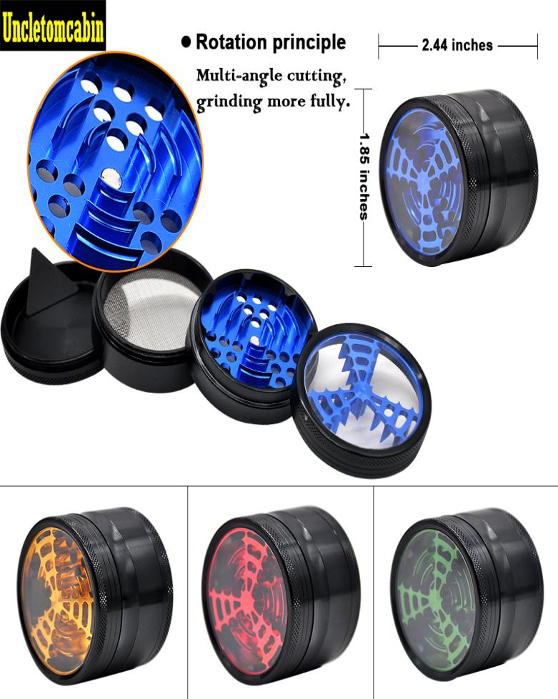 

New Wifi tooth Patent Herb Grinder 63MM 4 Piece Aluminum Herb Grinder For Tobacco Smoking Grinder Spice Crusher Smoke Pipe accesso1358918