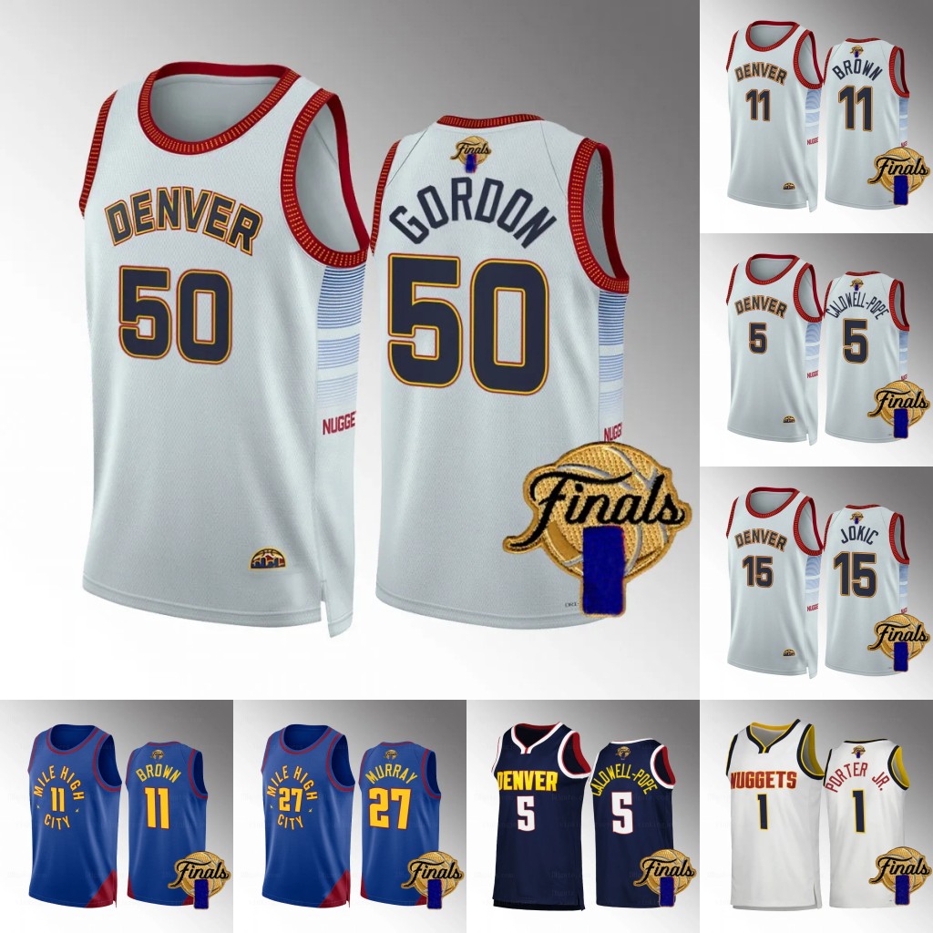 

Denver Nuggets Basketball Jerseys 50 Aaron Gordon 15 Nikola Jokic 8 Peyton Watson 11 Bruce Brown Jr. 14 Ish Smith 27 Jamal Murray 10 Jack White 1 Michael Porter Jr. Reed, Blue