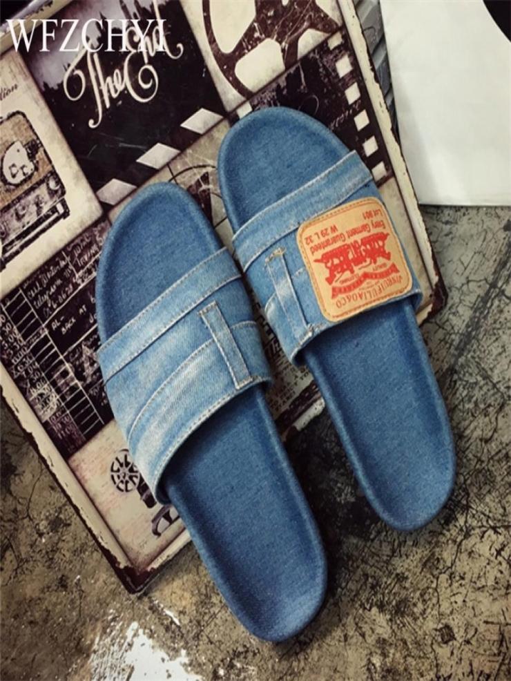 

New women denim slippers fashion retro flat casual slippers summer wear light stars with the same women s shoes Y2007066019933, Dark brown