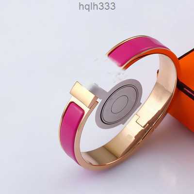 

High Quality Enamel Colors 12mm Bracelets Bangle for Women Stainless Steel 18k Gold Plated Cuff Letter Clasp Bangles Lovers Gift Jewelrysolle6ll