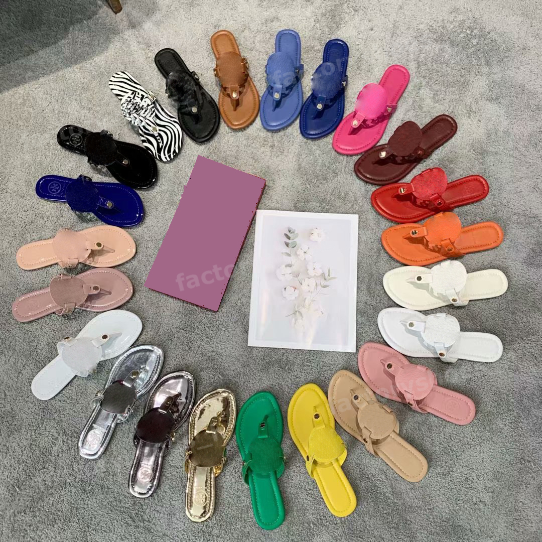 

Designer Slippers Women Slipper Flat Flip Flops Rubber Sandals Summer Beach Slides Outdoor Platform Sandal Candy Color Slide Patent Leather TB Slipper, 15