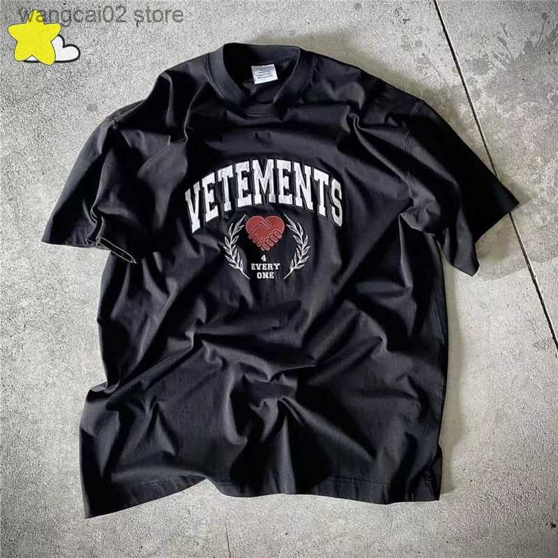 

Men's T-Shirts High Quality Olive Branch Handshake Precision Embroidery VETEMENTS Tshirt Men Women Casual Couple Oversized VTM Tee Top With Tag T230602, 14