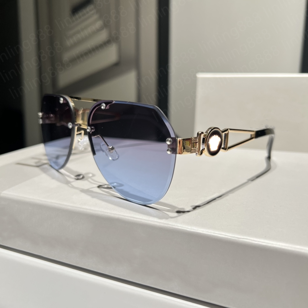 

New luxury Oval sunglasses for Man Woman designer summer Pilot shades polarized eyeglasses black vintage oversized sun glasses of women male sunglass with box