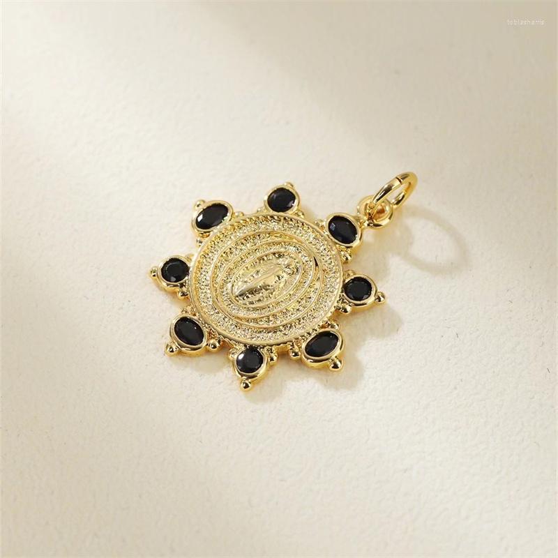 

Charms 2023 Fashion Simple Virgin Mary For Necklace Earrings Gold Plated Copper CZ Cross Handmade Jewelry Making Supplies DIY