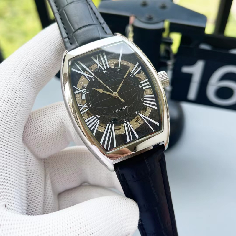 

New men's watch fully automatic wine cask three needles HD mirror brand classic style business leisure sports workmanship fine perfect high-quality watch, Orange