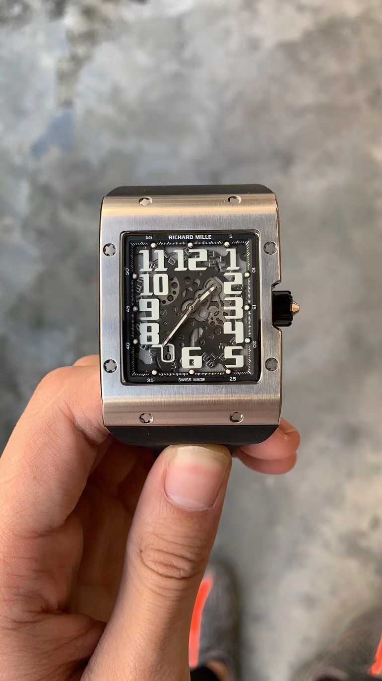 

RM016 Superclone Square Watches Wristwatch Designer Richa Milles Fully Automatic 2824 Mechanical rm16 Movement Sapphire Mirror Rubber Watchband, Black