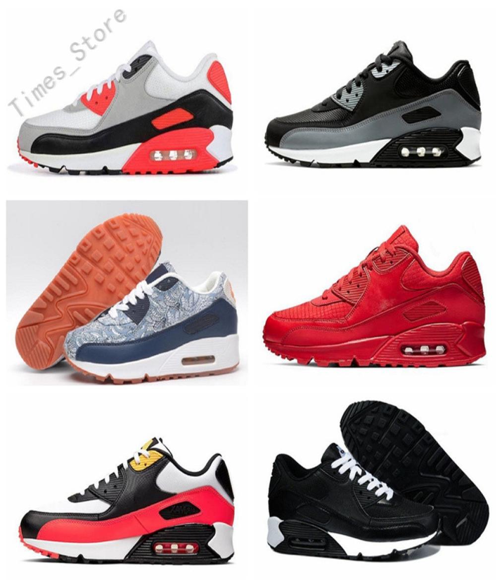 

2021 classic 90 Men and women casual Shoes Black Red White Sports Trainer Cushion Surface Breathable Sport 3646 d1967117659