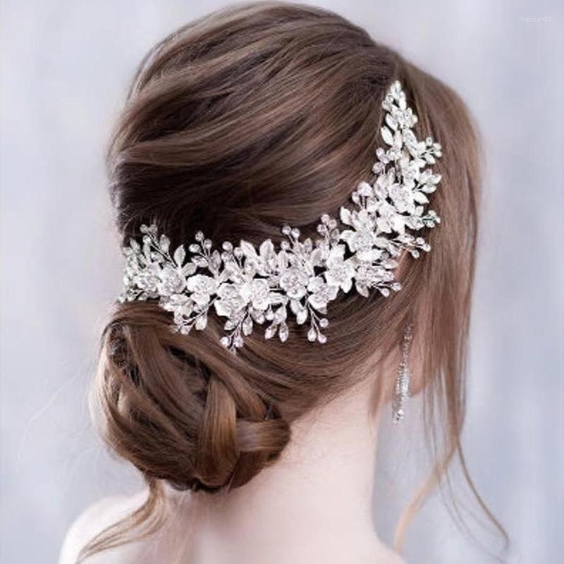 

Headpieces Bridal Flower Headband Wedding Hair Accessories Bride Handmade Ornaments Female Crystal Headdress