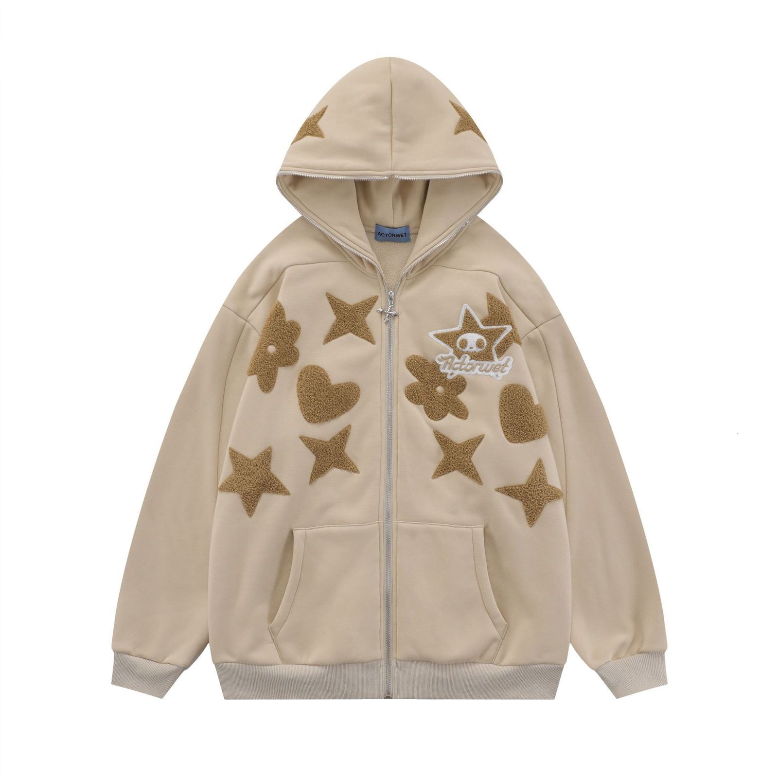 

Women' Hoodies Sweatshirts Zongchi Clothing Society American Street Flocking Love Plush Cardigan Hooded Sweater Men' and Women' Loose Versatile Coat, Apricot (plush) z801-act