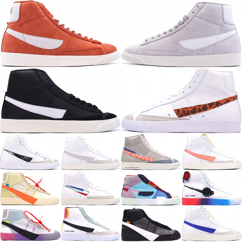 

Blazers Mid 77 Vintage Men Women Casual Shoes Black Atomic Pink Cool Grey Color Code Popcorn Suede Deep Royal Outdoor Skateboard Sneakers Size 36-45, #01 grey