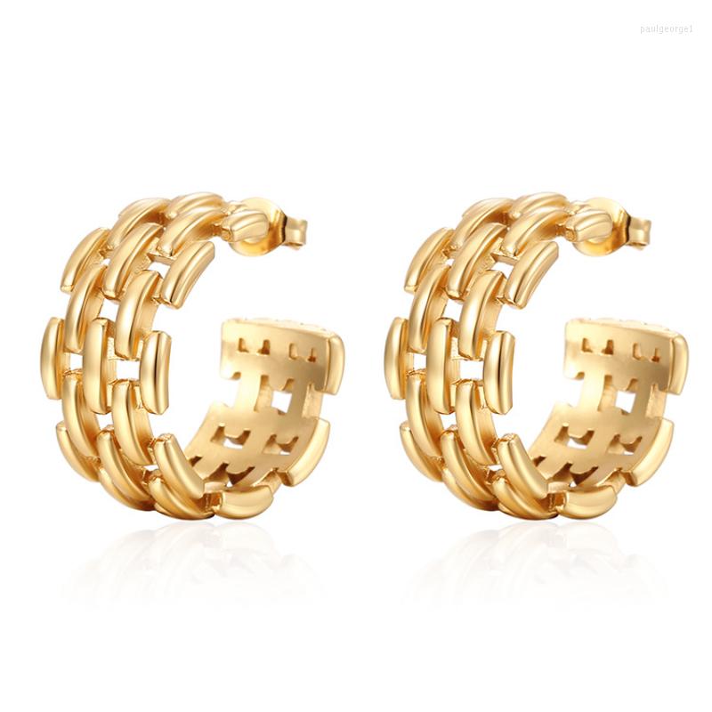 

Hoop Earrings 2 Color Trendy Twist Chain Winding Braided Circle For Women Temperament 18K Gold Punk Jewelry Gifts