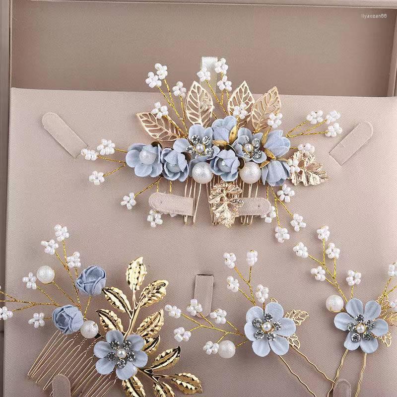 

Headpieces Pearls Bride Headpiece Hair Pin Wedding Accessories Earing Sets Crystal Princess Comb Bridal Decorations 4