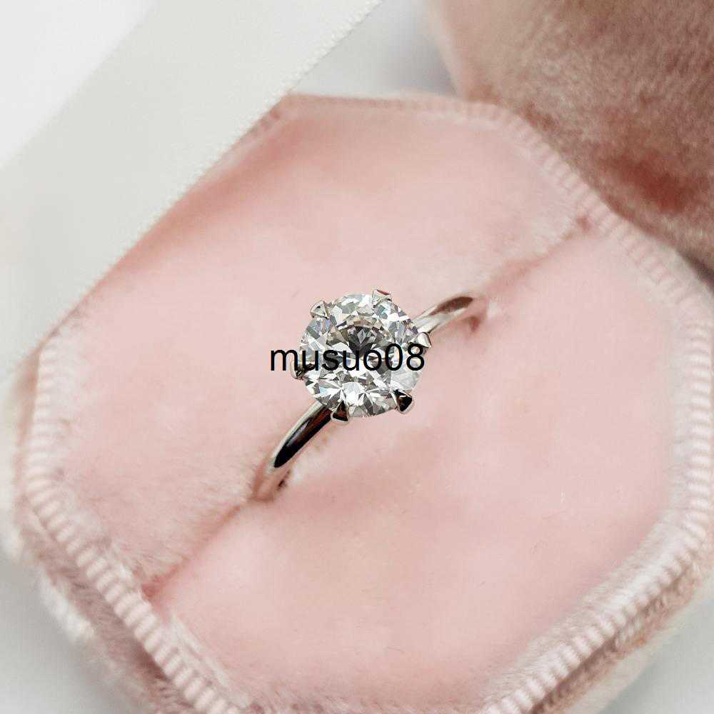 

Band Rings 1-3ct Moissanite Engagement Promise Ring for Women - Round Cut Diamond Wedding Band 925 Sterling Silver D Color VVS J230602