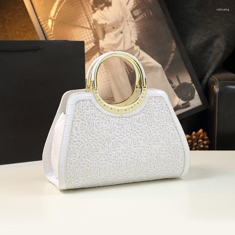 

Evening Bags Boutique Recommended 2023 Lace And Crocodile Leather Handbags Fashion Simple Versatile Shoulder, Black