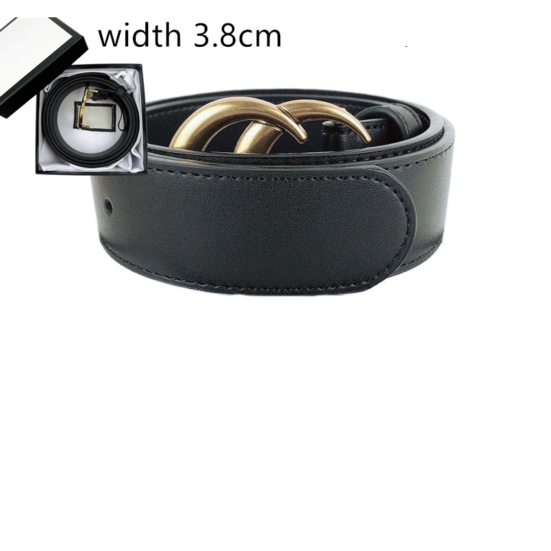 

Designer Leather Belt with Double buckle Mens Women Smooth bronze Silver Gold belts brass Cintura Homme, Width 3.8cm with box