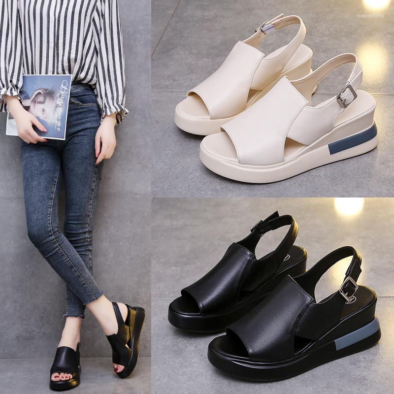 

Sandals Large Size High Heel Women's Platform Wedge Ankle-Strap Buckle, Beige