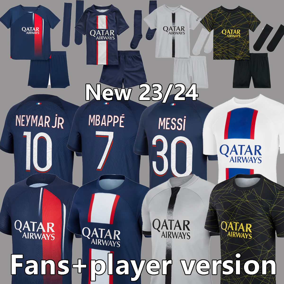 

22 23 24 paris MBAPPE soccer jerseys HAKIMI 30 10 FANS PLAYER 4th SERGIO RAMOS 2023 psGS Football Shirts shirt MARQUINHOS VERRATTI ICARDI uniform kids kit sets, 23 24 home