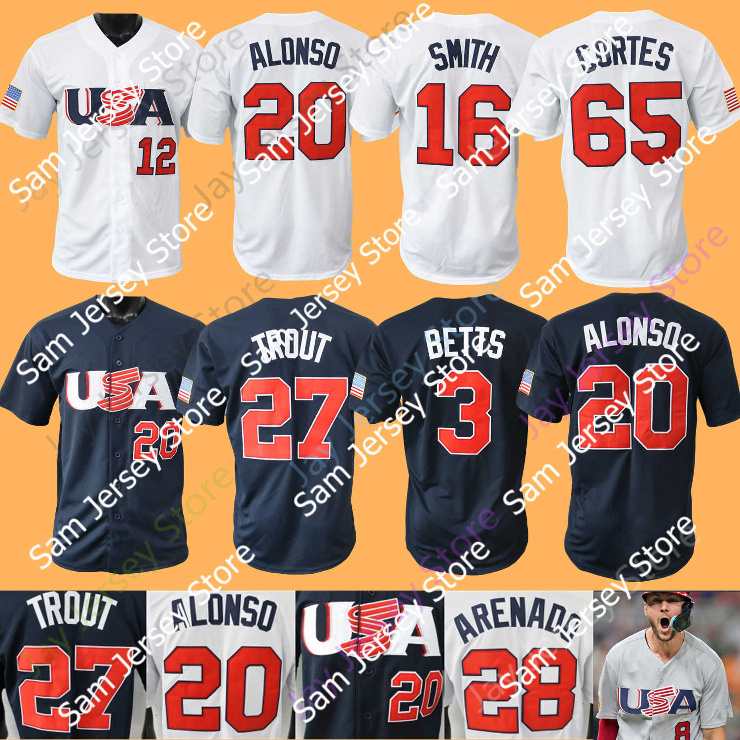 

Baseball Jerseys 2023 Team USA Baseball Jersey Mike Trout Bobby Witt JrN olanA renadoN estorC ortesC laytonK ershawR ealmutoB ettsT uckerS chwarberG oldschmidtA, 2023 grey