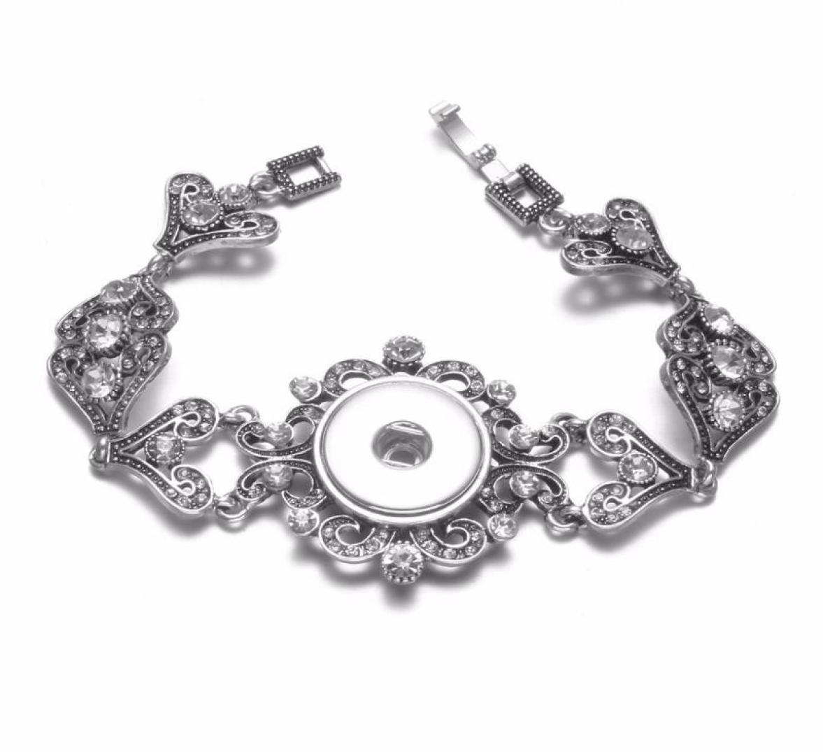 

2020 New Love Hearts Rhinestone Charms Bracelet Snap Bracelet 1820mm Fit 18mm Snap Button For DIY Snaps Jewelry SZ04725638190