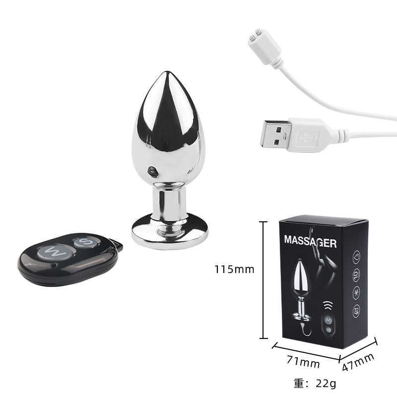 sex toy Metal vibrating anal plug remote control electric orgasm adult products gay backyard masturbation props-image-872879486