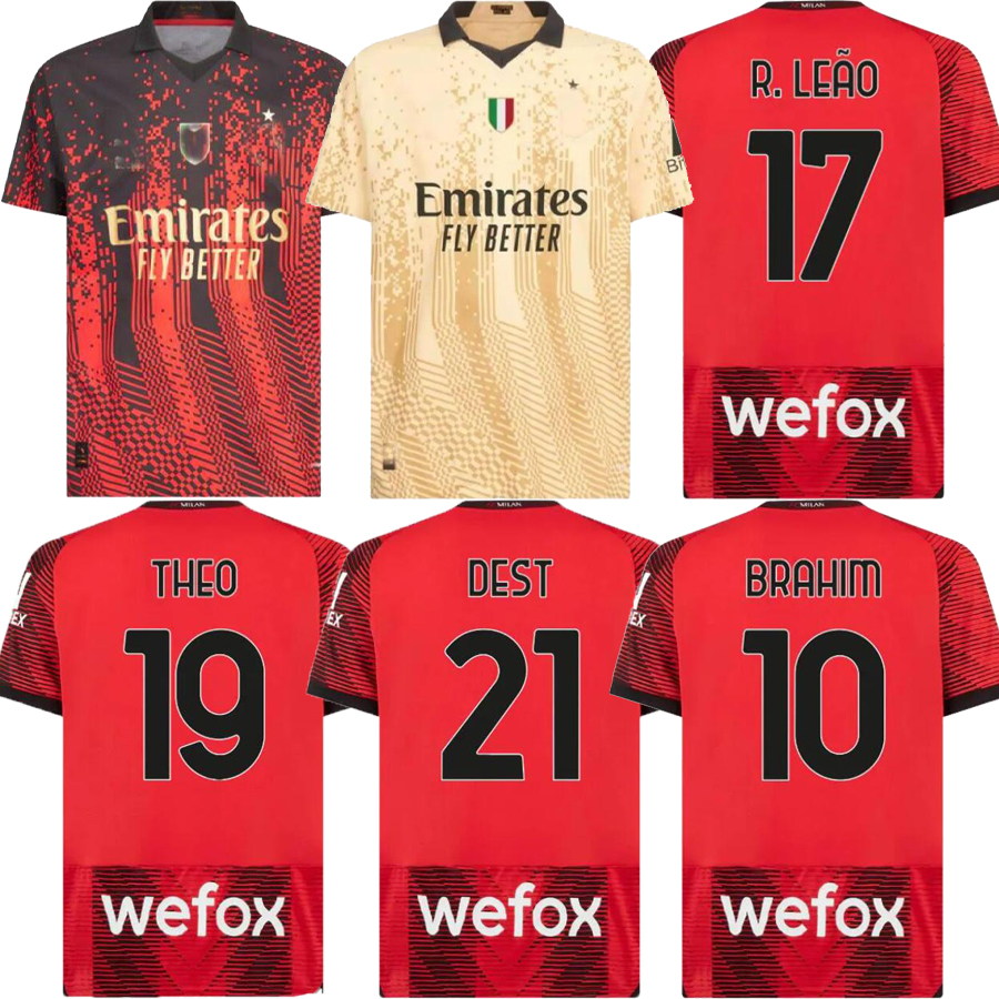 

23 24 IBRAHIMOVIC KOCHE soccer jerseys 2024 GIROUD DE KETELAERE R. LEAO TONALI THEO special fourth 4th ac milans home football shirt, Yellow