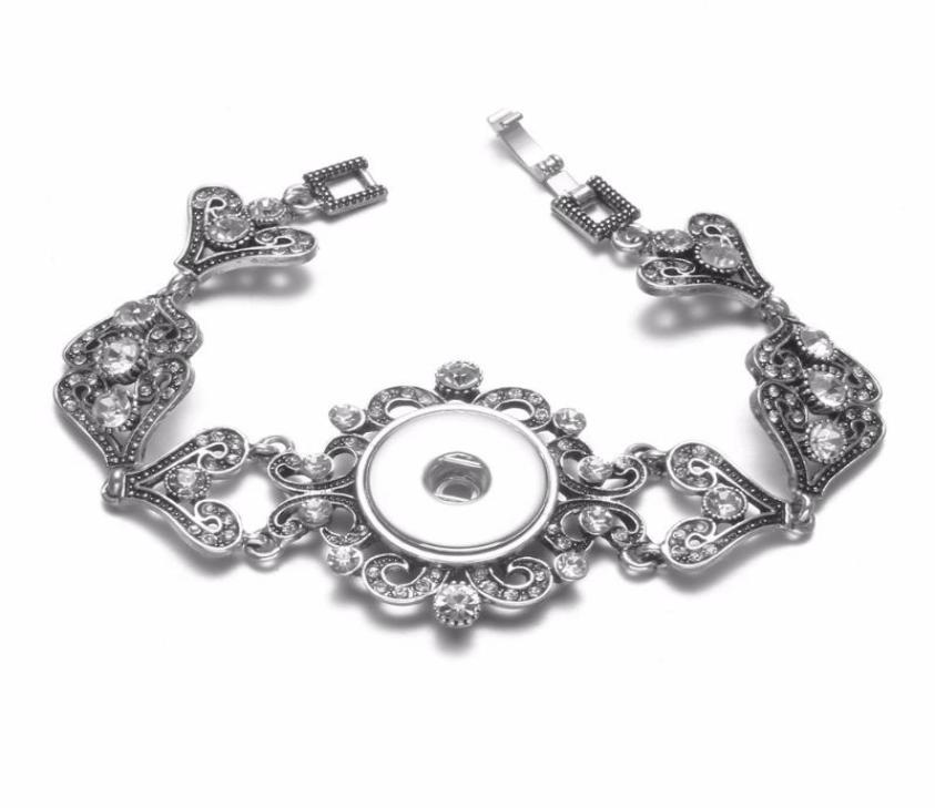 

2020 New Love Hearts Rhinestone Charms Bracelet Snap Bracelet 1820mm Fit 18mm Snap Button For DIY Snaps Jewelry SZ04725366015