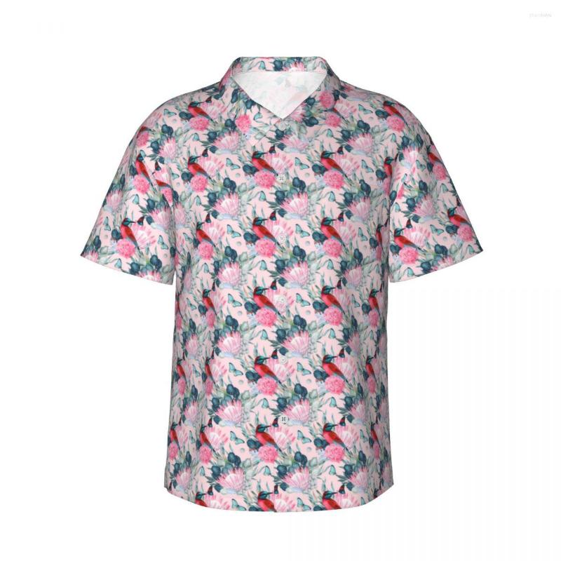 

Men' Casual Shirts Men' Shirt Birds And Protea Short Sleeve Tops Lapel Summer, Black
