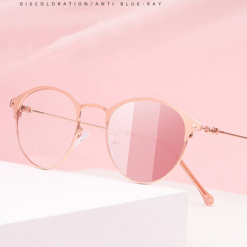 

Sunglasses Feishini 2023 Pochromic Eyewear Anti Blue Light Women Glasses Oval Fashion Computer Eyeglasses